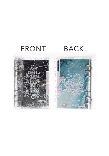 Mekanizmalı Simli Ve Sulu Kapaklı Desenli Defter Siyah