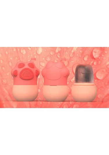 Samdoo Kedi Ayaklı Pembe Dıy Buzlu Gülüncük Yüz Masaj Aleti - Cilt Parlaklığı, Anti-kuru Çizgiler, Tıkanıklık Azaltma, Yumuşak Silikon Uç Çok Renkli