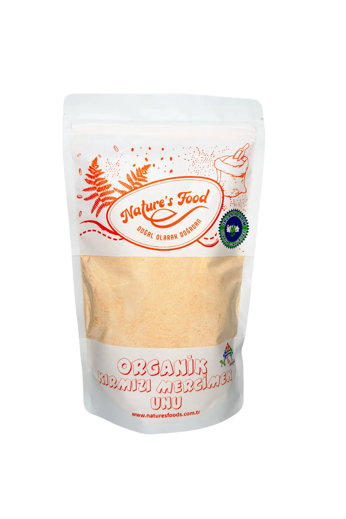 Organik Kırmızı Mercimek Unu 500gr Pestisit Analizli Organik Sertifikalı