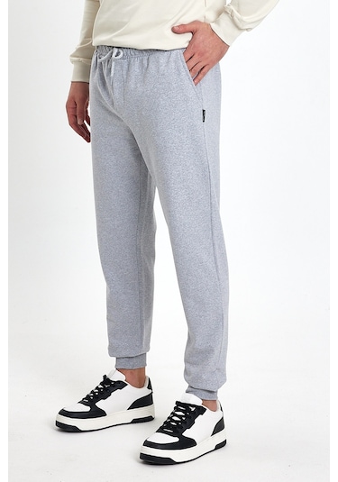 Erkek Eşofman Altı Cepli Standart Fit Rahat Kalıp Gri