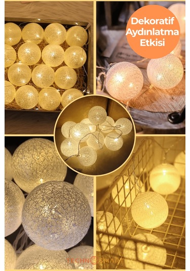 Technosmart 10 Led Pilli Dekoratif Top Işık Zinciri Sarı
