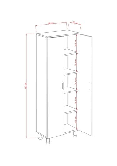 Teo Banyo Çok Amaçlı Dolap 5 Bölmeli Beyaz