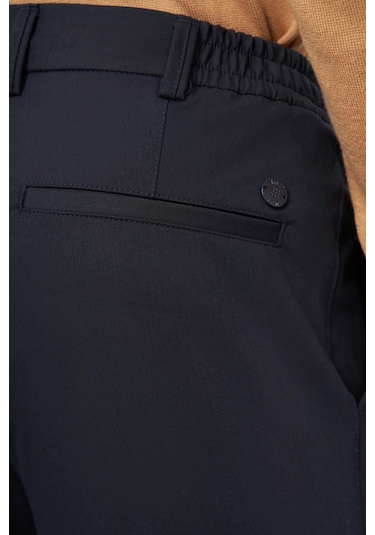 Koyu Lacivert Düz Bez Ayağı Esnek Yan Cep Slim Fit Casual Pantolon 1003245159 Koyu Lacivert