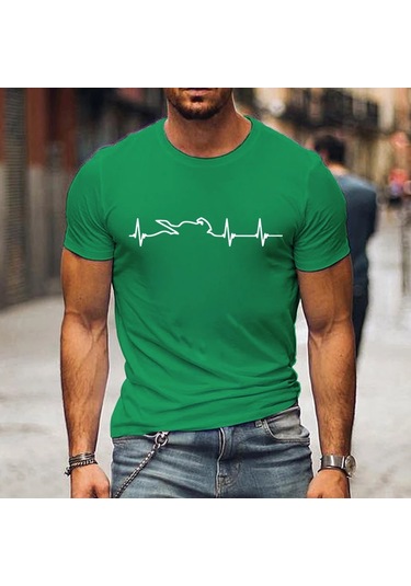 Snapbuy Erkekler İçin Dağ Motosiklet Kalp Atışı Tshirt - Komik Açık Macera T-shirt Kısa Kollu Gömlekkahverengi Kahverengi