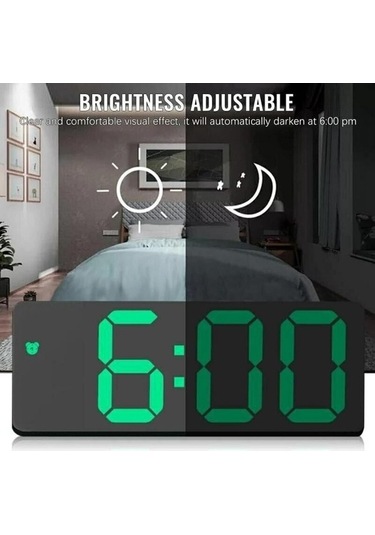 Trendooze Yeşil Ve Saati Pil Led, Eklentili Dijital Çalar Ayna Sy