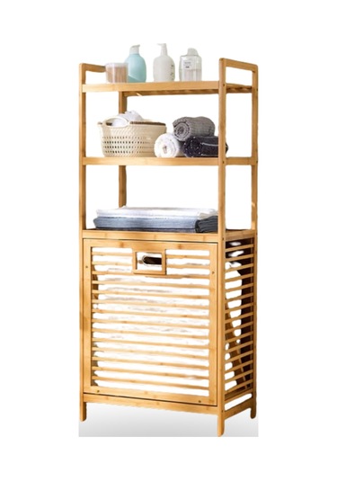 Büro Ev Ofis Dekoru İçin 40x30x130cm 3 Raflı Kumaş Hazneli Ahşap Kirli Çamaşır Sepeti Diğer