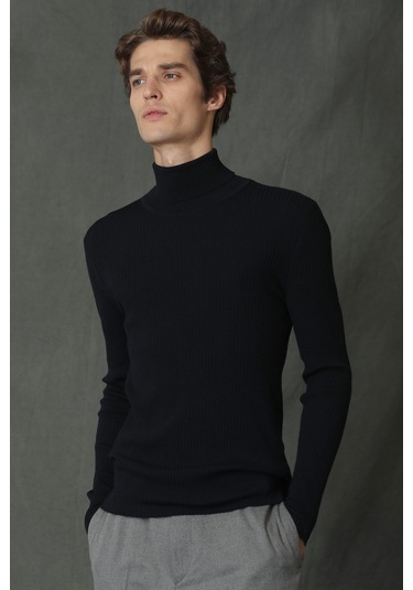 Lufian Grant Tam Balıkçı Erkek Kazak Lacivert 112090103100200 Lacivert