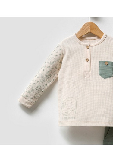 By Bubbles Unisex Bebek Fil Desenli İkili Takım Yeşil