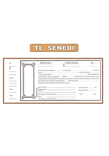 Türk Lirası Senet Karnesi 20.yaprak