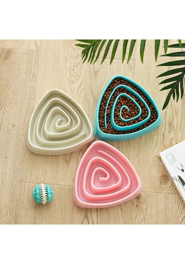 Cbtx Plastik Üçgen Dayanıklı Pet Yavaş Kase Boğulma Önleyici Köpek Maması Kasesi Büyük