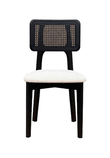 Zeus Hazeranlı Ahşap Bohem Sandalye Siyah