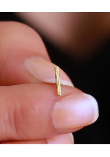 14 Ayar Altın Çizgi Tragus Piercing Sarı Altın