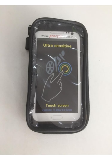 Bisiklet 6 İnç Telefon Tutucu Kadro Üstü Dokunmatik Telefonluk Siyah