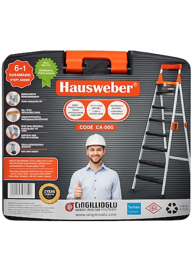 Hausweber Ca-006 6+1 Basamaklı Katlanabilir Bir Merdiven 205 Cm