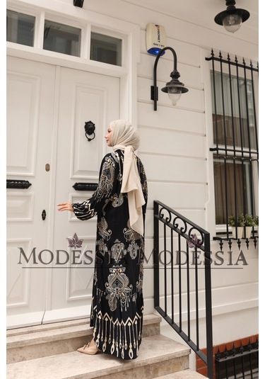 Kadın Siyah %100 Viskon Pamuklu V Yaka Alaçatı Model Kat Kat Elbise V6530 Siyah