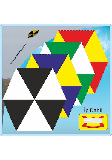 Taraftar Siyah Beyaz Altıgen Uçurtma 70 M İp Dahil