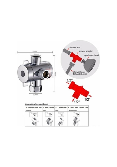 Yulong Reedark 3 Yollu Duş Başlığı Adaptörü - Kol Montajlı 1/2