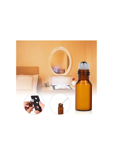 Samdoo 10 Adet 5ml Sarımsı Cam Uçucu Yağ Flakonu - Rulman Topu, Damlaticı Ve Açıcı İçeren Taşınabilir Depolama Siyah