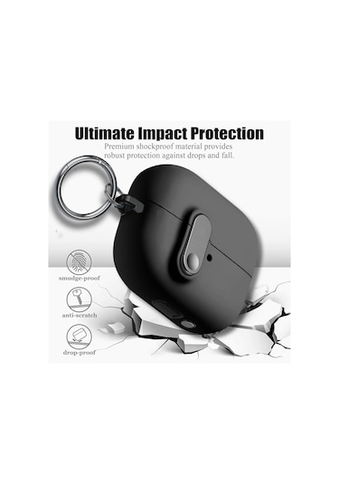 Samsung Galaxy Buds 3 Fe / Buds 3 Pro / Buds 3 İle Uyumlu Kılıf Kilitli Tpu Premium Matte Trip Case Siyah