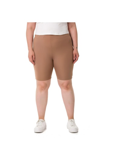 Büyük Beden Beli Lastikli Diz Üstü Vizon Bayan Tayt-vizon Vizon