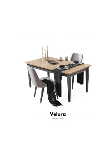 Cloud Yemek Odası Takımı Yemek Masası + 4 Adet Sandalye Antrasit - Ceviz