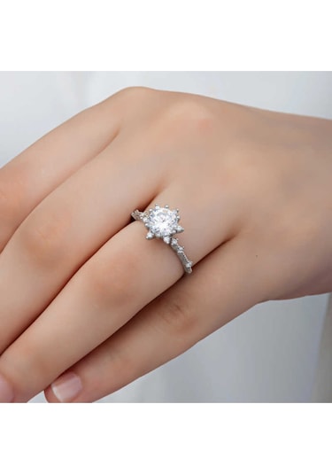 Casera's Gümüş Çiçek Desenli Kadın Yüzük Csr2185265 Gümüş