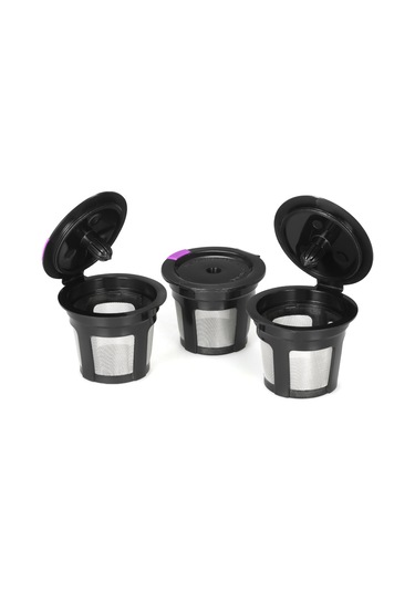 Youtek 3 Adet Tekrarlı Kullanım Kahve Kapsülü Kabuğu - Yiyecek Grubu Pp+304 Paslanmaz Çelik Filtre Siyah