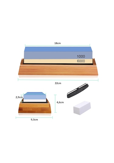 Valkyrie 4 Parça 1. Kalite Bıçak Biley Seti 1000 6000 Bileme Taşı Bambu Tabanlı Profesyonel Set Sulu Biley