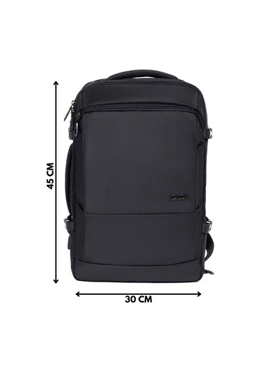 Dada Körüklü Su Geçirmez Kumaş Fonksiyonel Sırt Çantası 15.6 İnç Siyah