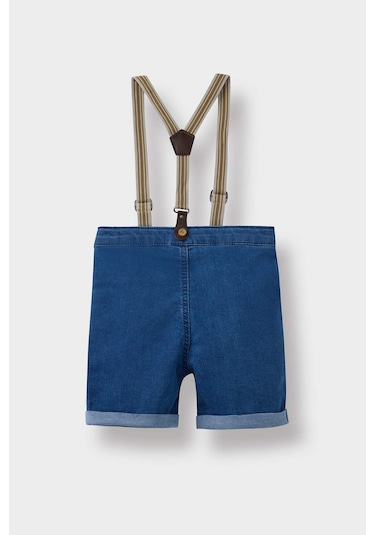 DeFacto Erkek Bebek Pantolon Askılı Jean Şort C2289A525SMNM28 Mavi