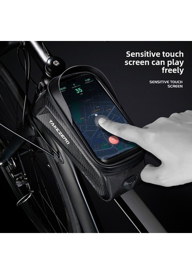 Youtek Takezero Dağ Bisikleti Çantası Eva Sert Kasa Ön Çubuk Çantası Unisex Telefon Çantası Sınır Ötesi 1l Siyah Logo'lu Siyah