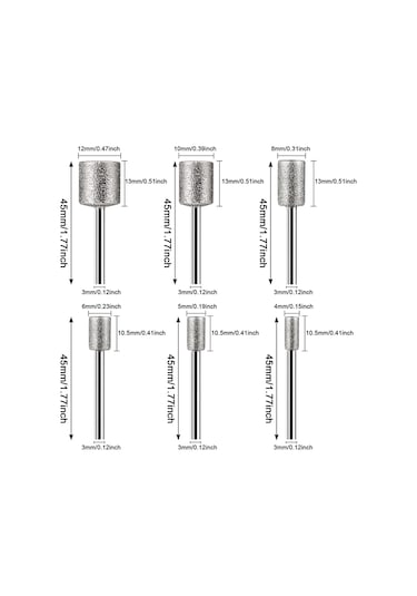 12 Adet Elmas Freze Matkap Uçları Taş Kaya Seramik Dremel Döner Aletler İçin
