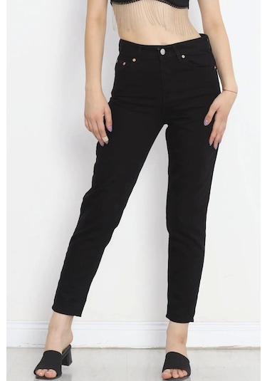 Ahmetkoccollection Kadın Mom Jean Siyah Siyah