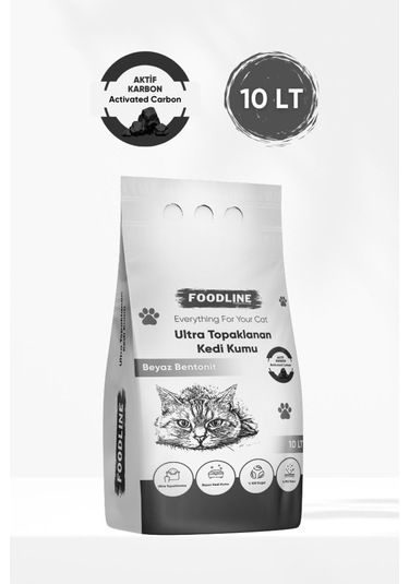 Foodline Aktif Karbonlu İnce Taneli Bentonit Topaklaşan Kedi Kumu 10 L