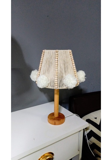 Çocuk Odası Avize Bebek Odası Avize Makrome Abajur Set Boncuk Ponpon Avize Ekru