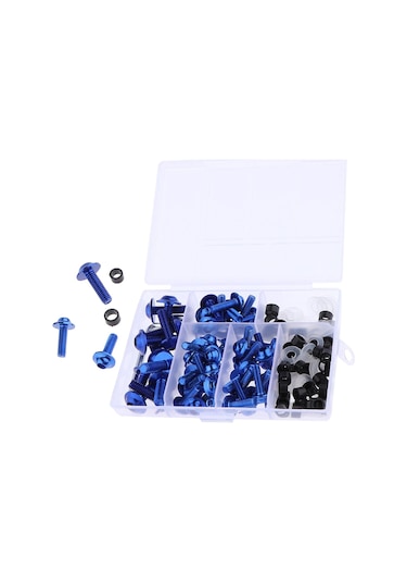 Suntek Motosiklet Komple Fairing Civata Takımı Raptiye Klipler Vidalar Mavi 158 Adet