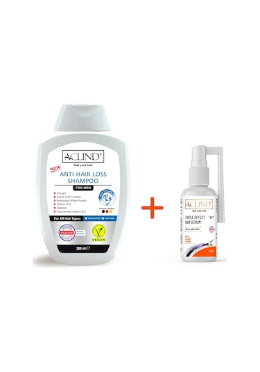 Aclind Erkeklere Özel Dökülme Karşıtı Şampuan 300 ML + Serum 50 ML
