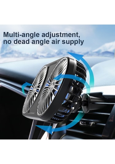 F211 Led Electric Fan Araba Hava Outlet Gösterge Paneli Usb Mini Fan Siyah