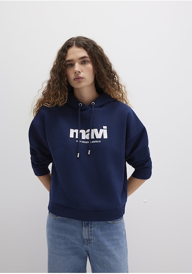 Mavi - Mavi Logo Baskılı Kapüşonlu Lacivert Sweatshirt 168334-704 Lacivert