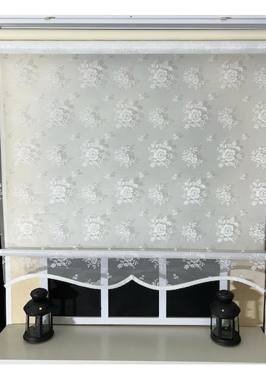 Storburada Çift Mekanizmalı Kırık Beyaz Tül Perde Ve Ekru Stor Perde Stb45253-v01 Ekru