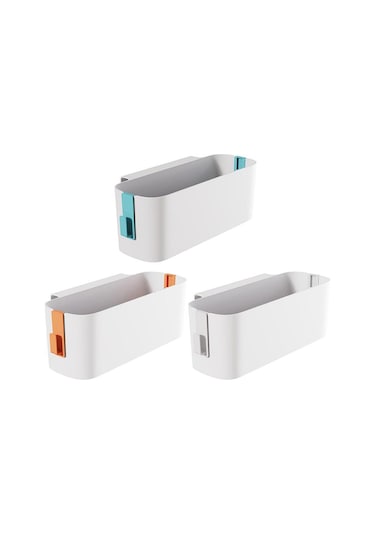 Yatak Başı Plastik Saklama Caddy'si Çıkarılabilir Kancalı Asılı Sepet Eşya Kutusu Beyaz