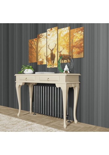 Roys Ahşap 100 Cm Krem Çekmeceli Petek Üstü Yüksek Dresuar Krem