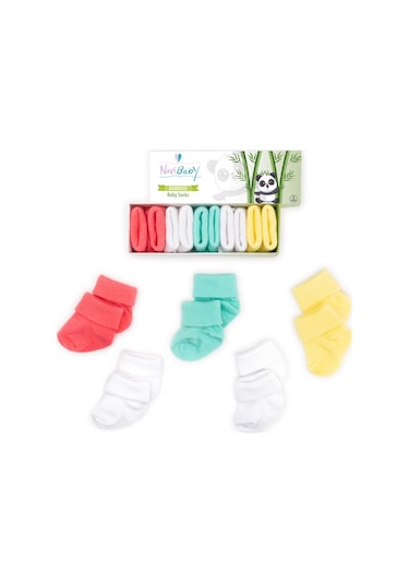 Novibaby 5'li Bambu Yenidoğan Bebek Çorabı I Star I 0-6 ay Çok Renkli
