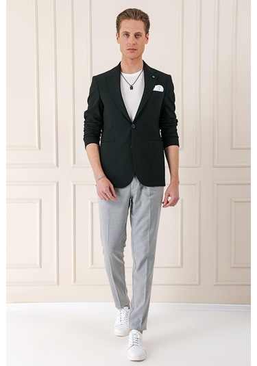 Comfort Fit Torba Cep Şeritli Dokuma Pamuk Casual Siyah Ceket C 670 Siyah