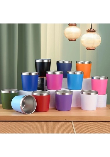 Trendooze Yeşil 8oz Mini İzole Süt Bardağı Çift Katlı Paslanmaz Çelik Termos Taşınabilir Kahve Şarap İçin Yeşil