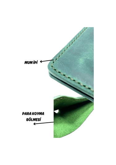 El Yapımı Hakiki Deri Premium Cüzdan Yeşil
