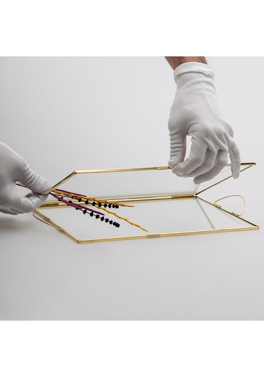 Nişan Tepsisi Cam Pirinç & Gold 25 x 15 CM