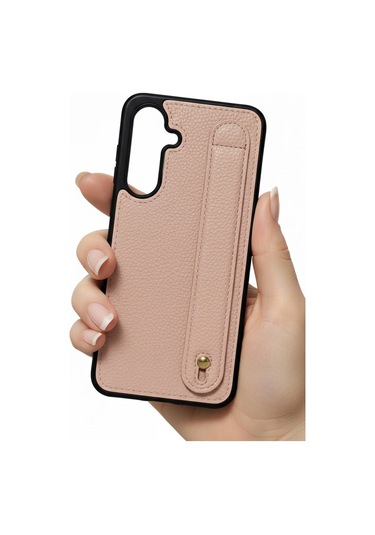 Samsung Uyumlu Galaxy A16 Tutmaçlı Toz Pembe Yumuşak Deri Kılıf