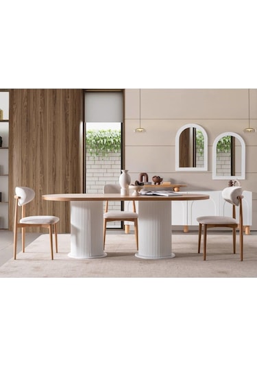 Polo Beyaz Teddy Natural Ahşap Bohem Sandalye