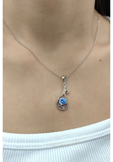 Chavin Topaz ve Zirkon Taşlı Lale Figürlü Gümüş Kolye Eu90